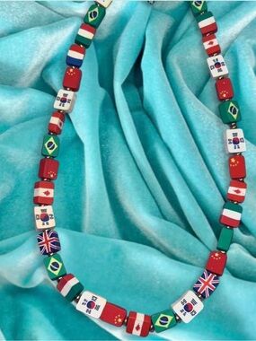 FIFA World Cup Handmade Clay  International Flag Bead Necklace